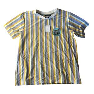 Santa Cruz Skateboards Zumiez Striped Logo T-Shirt Size Small NWT